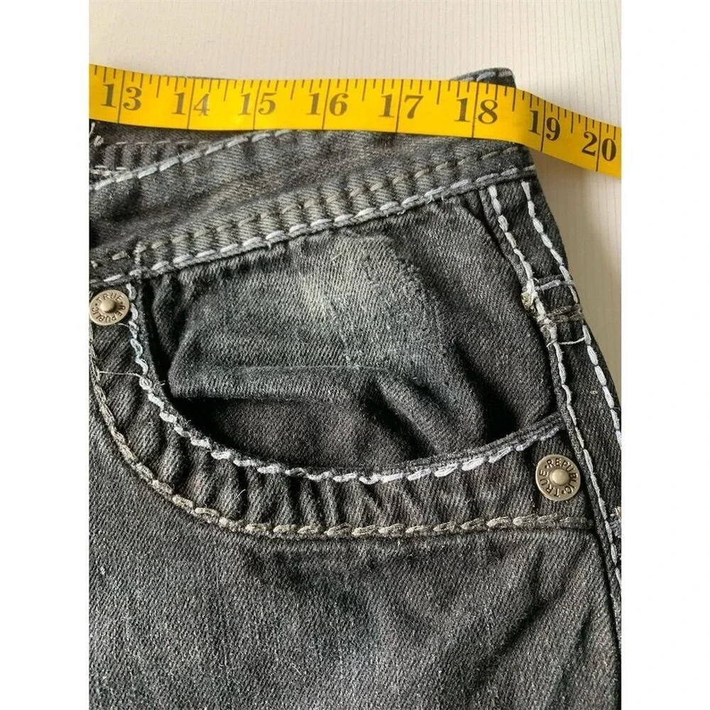 True Religion Men's Straight Jeans Black Size 36 Triple Stitching